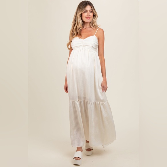 Pinkblush Dresses & Skirts - Pinkblush striped textured cream maxi dress nwt